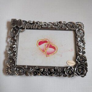 BEAUTIFUL 50 Year Wedding Anniversary Pewter Photo Frame 4 x 6